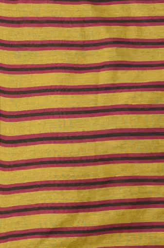 Corn yellow cotton soft saree with stripe pattern