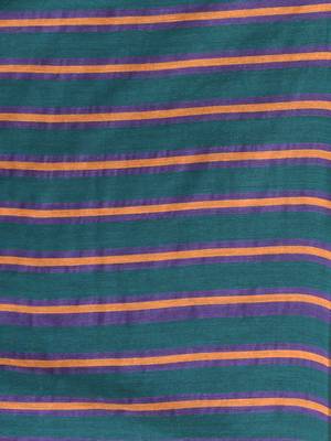 Teal cotton soft saree with stripe pattern 4