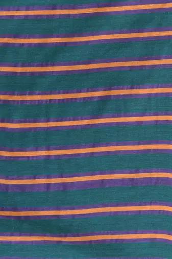 Teal cotton soft saree with stripe pattern
