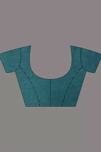 Teal cotton soft saree with stripe pattern