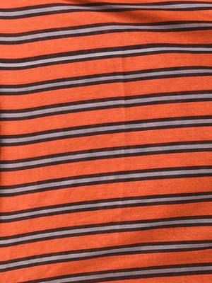Orange cotton soft saree with stripe pattern 4