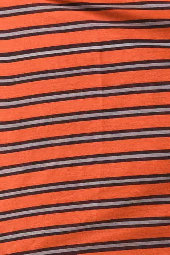 Orange cotton soft saree with stripe pattern