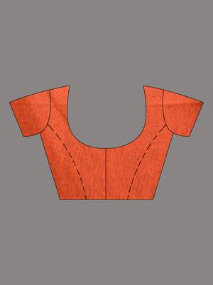 Orange cotton soft saree with stripe pattern 5