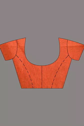Orange cotton soft saree with stripe pattern