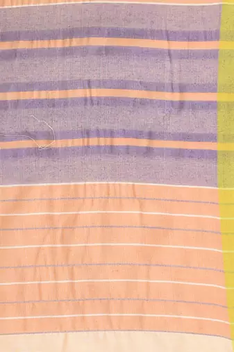Beige cotton soft saree with stripe pattern
