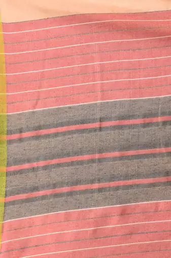 Cream cotton soft saree with stripe pattern