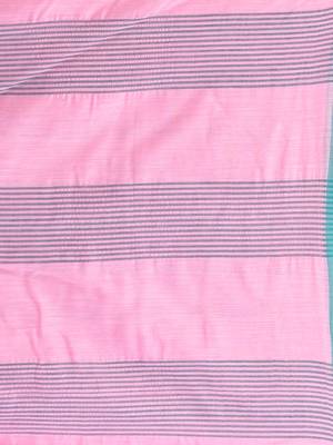 Pink cotton soft saree with stripe pattern 4