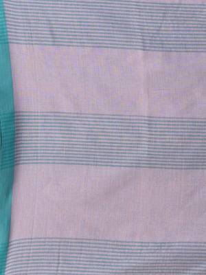 Grey cotton soft saree with stripe pattern 4