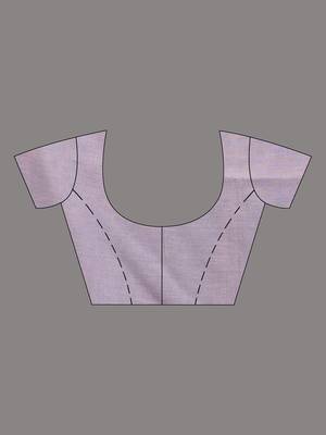 Grey cotton soft saree with stripe pattern 5