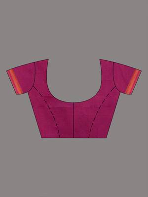 Magenta cotton soft saree with stripe pattern 5