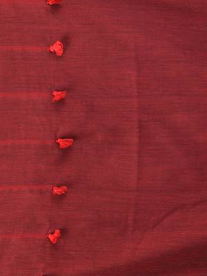 Grey cotton soft saree with pompom 4