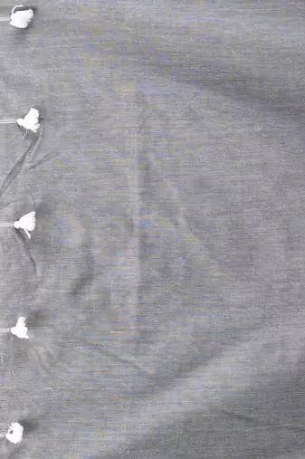 Grey cotton soft saree with pompom