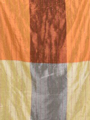Grey and copper tissue soft saree with pompom 4