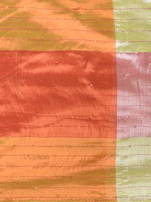 Pink and orange tissue soft saree with pompom 4
