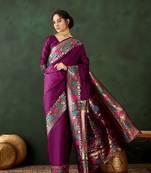 Purple poly silk jacquard saree
