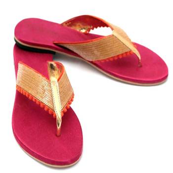 Gorgeous Gaji Silk Pompom Flat 1