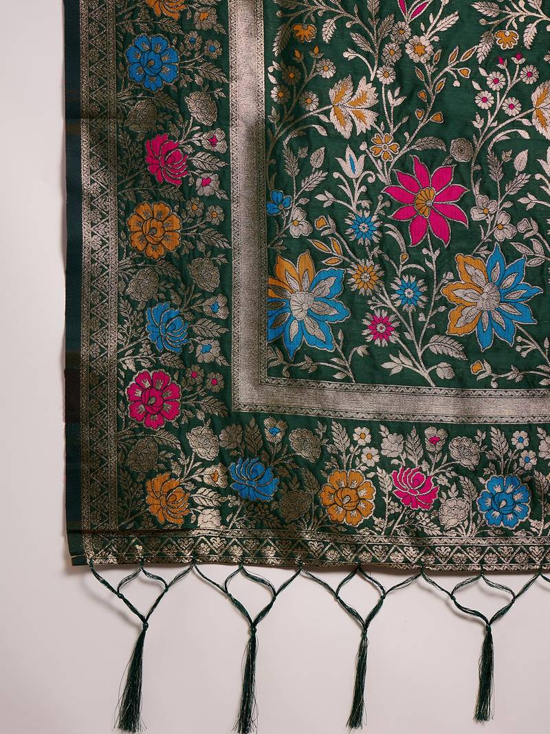 Green poly silk jacquard saree