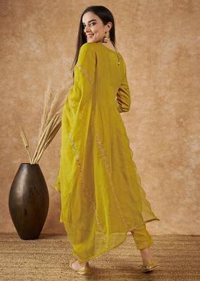 Trendmalls Art Silk Embroidery Salwar Suit Set Kurta Pant with Dupatta 2