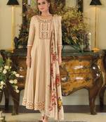 Women's vichitra silk embroidered kurta pant set with swarosky diamond dupatta