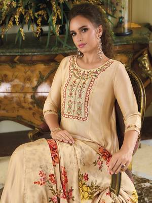 Women's vichitra silk embroidered kurta pant set with swarosky diamond dupatta 2