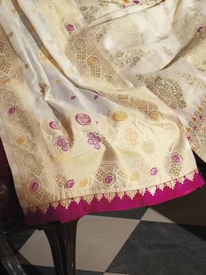 Women's vichitra silk embroidered kurta pant set with swarosky diamond dupatta 3