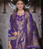 Women's vichitra silk embroidered kurta pant set with swarosky diamond dupatta