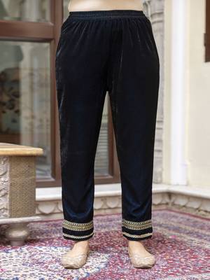 Velvet Embroidery Salwar Suit Set Kurta Pant with Dupatta 5