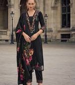 Women's vichitra silk embroidered kurta pant set with swarosky diamond dupatta