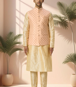Pink jacket kurta for men"s