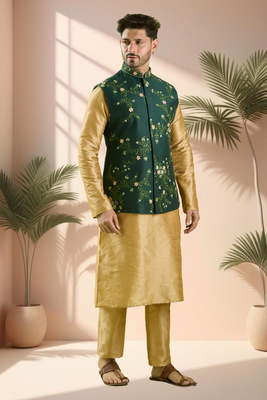 Green jacket kurta for men"s 1