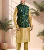 Green jacket kurta for men"s