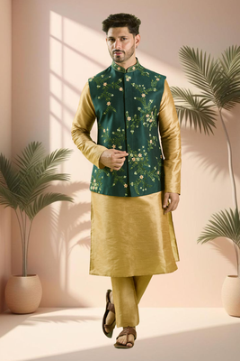 Green jacket kurta for men"s 2