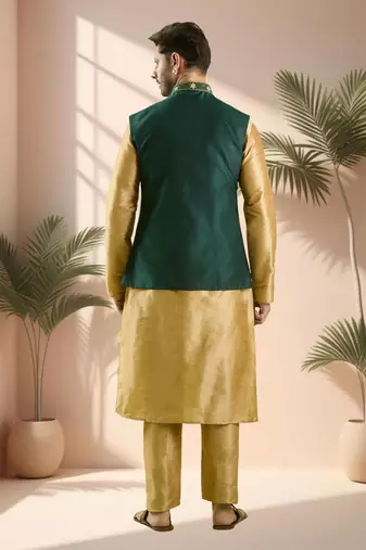 Green jacket kurta for men"s