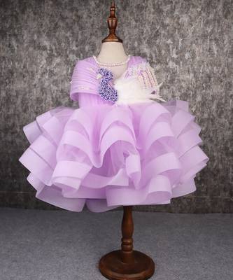 Lavender structured dress with detachable drape 1