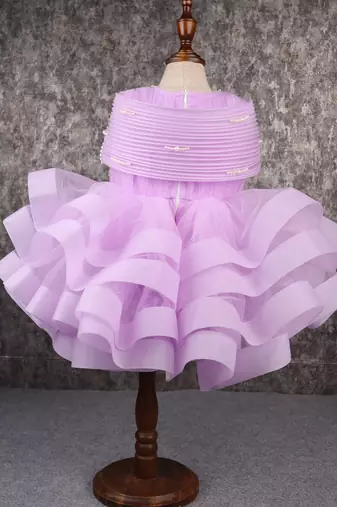 Lavender structured dress with detachable drape