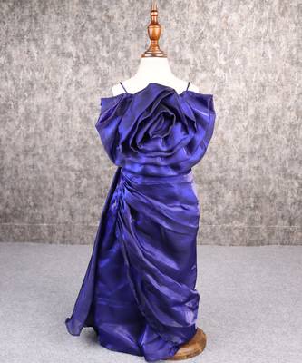 Royal blue drape skirt top set 2