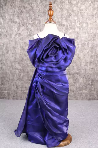 Royal blue drape skirt top set