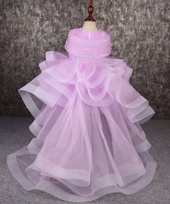 Lavender structured dress with detachable drape 3