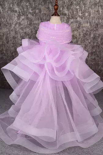Lavender structured dress with detachable drape