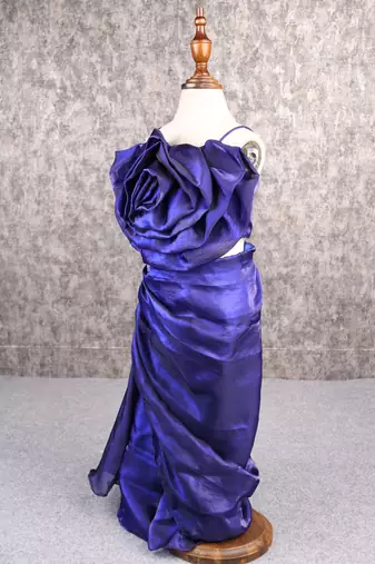 Royal blue drape skirt top set