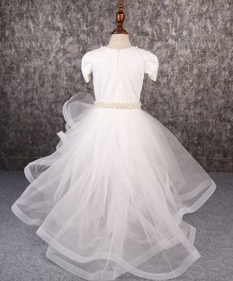 White dress with detachable drape. 4