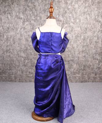 Royal blue drape skirt top set 4
