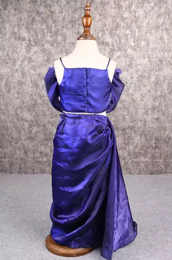 Royal blue drape skirt top set