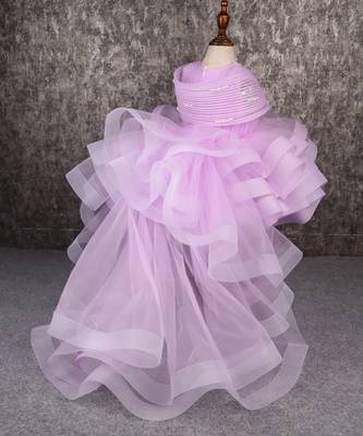 Lavender structured dress with detachable drape 4