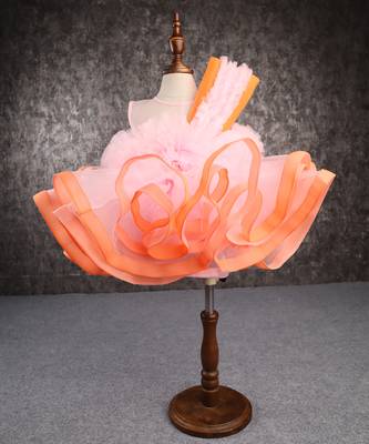 Orange pink falling petals dress 1
