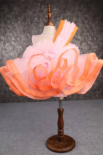 Orange pink falling petals dress