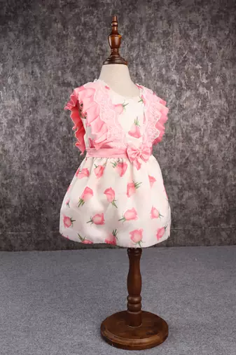 Flower print pink dress