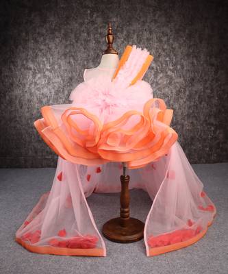 Orange pink falling petals dress 2