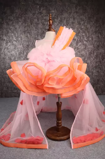 Orange pink falling petals dress