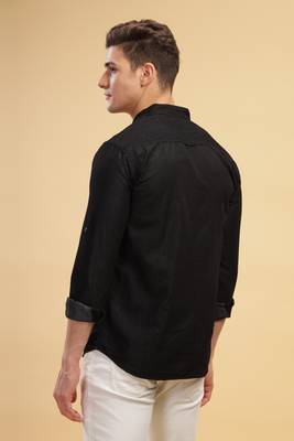 Kuons avenue men's black double pocket denim shirt | denim shirt for men 2